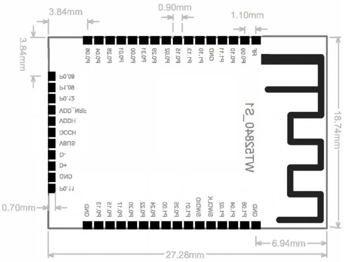 nRF52840 radio RF transceiver ble 5.0 module WT52840-S1 BLE 5.0 module Low power consumption BLE bluetoofh module