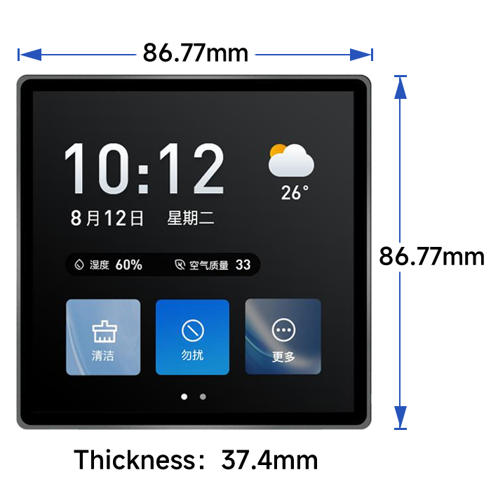 WT32S3-86S | 3.95 Inch IPS LCD Touch Display ESP32-S3 Module Smart Wall Switch Tablet Square Panel Smart Screen Display with Pragrammer