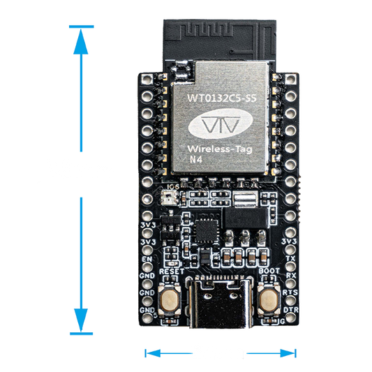 Tiny Size 23x46 mm ESP32-C5 TINY Esp32 Wi-Fi 6 Development Board Based on WT0132C5-S5 Wi-Fi module RISC-V Support 2.8inch 320x240 resolution lcd screen