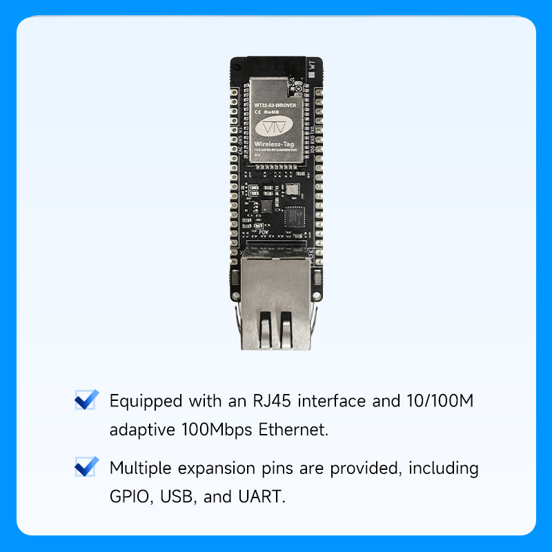 Wireless-tag WT32-ETH01 PRO RJ45 Ethernet module based on ESP32-S3 16M Flash Communication ESP32 development board with POE Embedded Serial Port for IoT Gateway