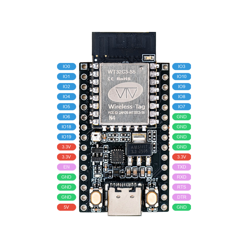 Tiny Size 23x46 mm ESP32-C3 TINY Esp32 RISC-V 160MHz Development Board Based on WT0132C3-S5 Wi-Fi module Support 2.8inch 320x240 resolution lcd screen