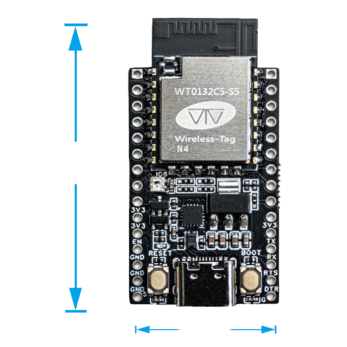 Tiny Size 23x46 mm ESP32-C5 TINY Esp32 Wi-Fi 6 Development Board Based on WT0132C5-S5 Wi-Fi module RISC-V Support 2.8inch 320x240 resolution lcd screen