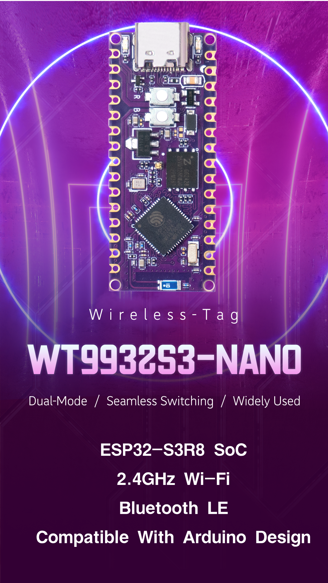 Wireless-tag ESP32-Nano Development Kit WT9932S3-NANO with ESP32--S3R8 wifi ble esp32 development board for Micro Python