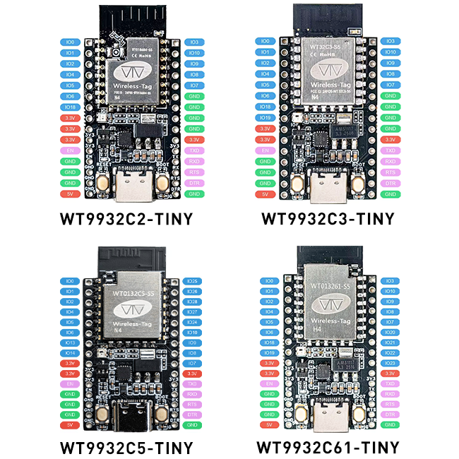 Wireless-tag ESP32-CX Tiny Size ESP32 Development Board Based on ESP32C2/C3/C5/C61 Wi-Fi Module Plug-and-play IoT Development Board Series