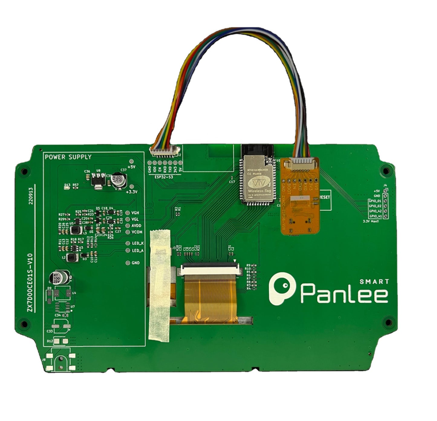 WT32S3-07S | 7 Inch Touch Panel LCD Display ESP32 LCD Board 800*480 High Resolution RGB Interface Screen ESP32-S3 WiFi Module